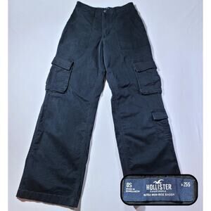 Hollister Ultra High-Rise Baggy Cargo Pants Black Women's Size 0S W25S Y2K Retro